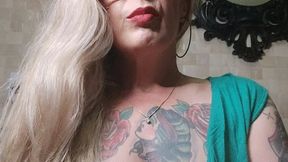 Blonde sexy Tattoed coughing Power smoking