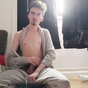 jerking off my big dick and moaning with pleasure