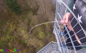 I Pee Outside From a Very Public Observation Tower and Then Masturbate My Penis, and My Balls Are Fat.