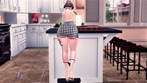 Roommate with bubble butt&#x1F351; cleans counter in panties &mdash;  second life scene