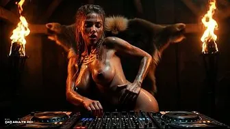 [AI-generated] Future Rave Viking Pre-Orgy Party: Naked Dirty Viking Women Tease Warriors with Big Tits