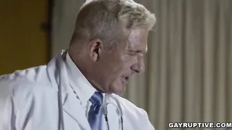 Doctor Michael Figata bareback fucks homeless patient Michael Boston