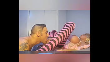 RIck Jones '_ luvs2cumm69 '_ drops a nice big load of his hot white cum all over his hot big-boob sexdoll and licks it off