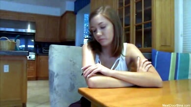 Amateur brunette turns strip poker into deep throat and handjob session