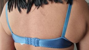 Caressing My Hard and Firm Tits Under My Silky Shiny Blue Nylon Bra, Vintage Bra 90s Lingerie