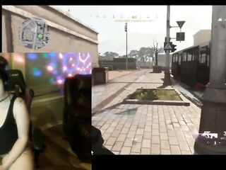 Squirting Gamer Bitch plays Warzone with randoms and touches herself.