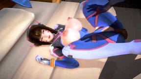 Horny D.Va Rides Dick To Orgasmic Ejaculation In Kinky 3D Hentai Fantasy