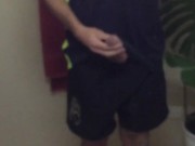 Cock tease in the mirror tradie