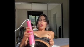 Perfect brunette masturbates and drips pussy juice!