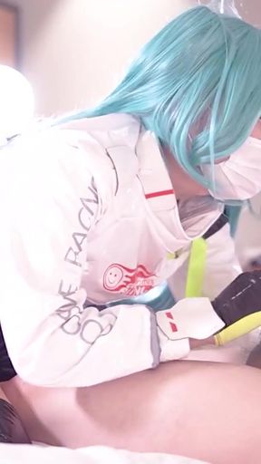 Spectacular moment from &quot;Creampie in Leggings, Hatsune Miku Race queen cosplayer, hentai japanese shemale cosplay 6&quot;