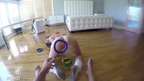 Naughty teenager Blake Eden plays ring toss and gets hammered in hot POV