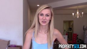 PropertySex Absolutely Stunning Blonde Agent Fucks Renter in Apartment