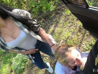 Brunette hair Makes Her Ally To Suck Stranger