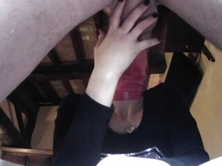 Blow job on red mask. Coarse sloppy deepthroat of a large jock