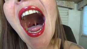 Mouth and Uvula With Red Lips