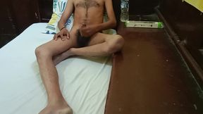 I am doing a handjob while sitting on the bed in the afternoon part - 2