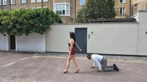 Public Goddess Foot Worship and Leash Walk