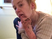 Dirty Feet Redhead Rubs it on her Face!