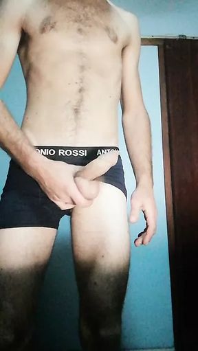 Young man teasing and then cumming so hard legs go weak.
