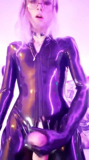 HOT FEMBOY STROKES IN BLACK LATEX