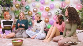 Tension Builds as 5 Amateur Babes Play Truth or Dare in a Steamy Orgy Scene