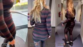 apres le petit dej, exhib dans l ascenseur et les couloirs de l hotel