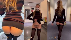 apres le petit dej, exhib dans l ascenseur et les couloirs de l hotel