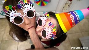 My stepmom Melody Minx and my MILF Tifa Quinn give me a special birthday bang