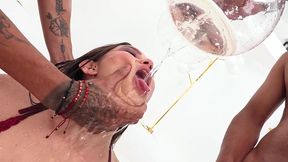 lucy mendez gets piss on her mouth and body. anal destruction. dp. anat509