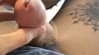 Tights taunt tatted pierced man sausage