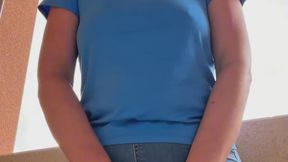 Balcony Wetting POV - Watch Me Soak My Jeans Up Close