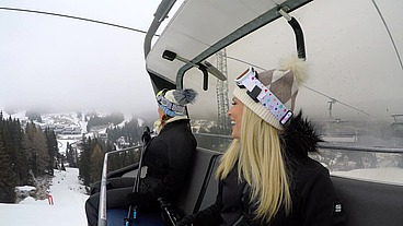 Seductive Ski Babes Candee Licious And Kitana Lure Share Cock After Enjoying Lesbo Strap On Session GP3295
