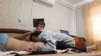 My stepsister and I fuck while stepmother reads aloud with my ass