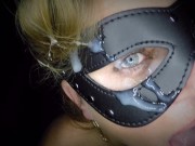 Dutch masked girl gets an facial and swallows his cum