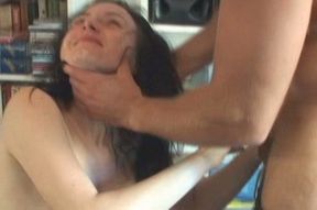 Busty brunette teen gets her face pissed and sucks dick balls deep