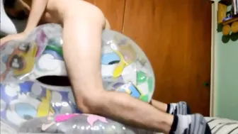 Latin Twink Humps Inflatable Sex Toy to Intense Orgasm