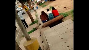 Sexy Girl showing blue panty in public