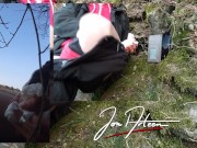 Gay Asian twink Jon Arteen wanks outdoor winter risky, ruined orgasm, big cumshot cleans sperm thigh