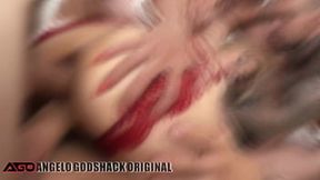 Juicy ass&#x1F351; pounded mercilessly by 5 studs in raw &mdash;  raunchy lesbian orgy