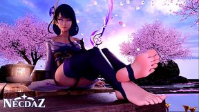 Raiden Shogun shows her feet soles (3D Animation)