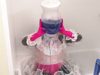 Roll Exe Cosplay Clear Plastic PVC Suit Sissy Blue Slime