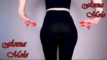 Wearing black leggings I spank a big round ass PAWG