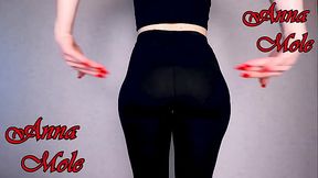 Wearing black leggings I spank a big round ass PAWG