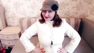 Lady into White Coat and Hat is Pose and Seducing You, Vintage