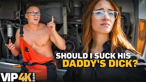 Little Chloe & Ridge Crix take turns riding Max Flame's dick in tight pussy outdoors
