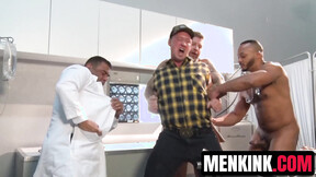 Pierce Paris holes are examined by Doc Draven Navarro & orderlies