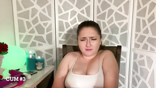 Plump damsel is fapping while witnessing animation pornography and bellowing from enjoyment during an ejaculation