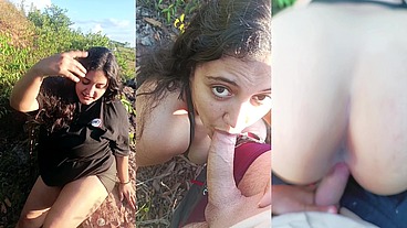 Sexo al aire libre en un mirador de la ciudad con un fan