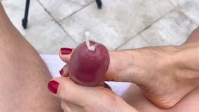 Long Footjobs With Sexy Red Toenails