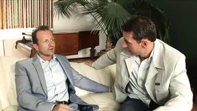 Blonde maid banged by two men in a double penetration